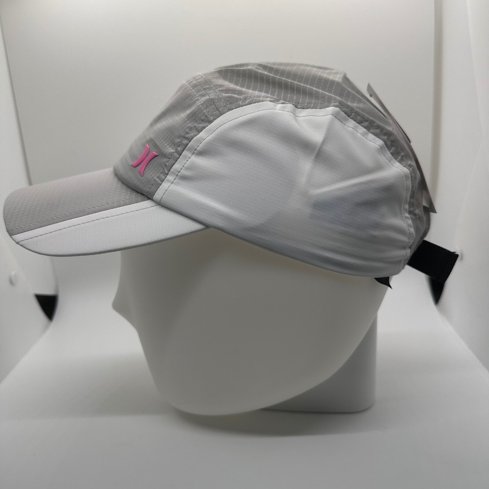 Hurley Visor Hat Adjustable Lightweight Performance Pink Logo Gray White